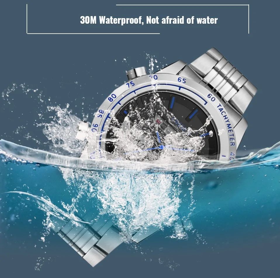 Часы наручные OHSEN Мужские кварцевые с двойным циферблатом цифровые модные