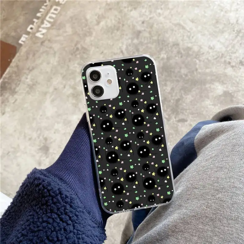 

Studio Ghibli Spirited Away Soot Totoro Phone Case For iphone 5s 6 7 8 11 12 plus xsmax xr pro se Transparent Cover Fundas Coque