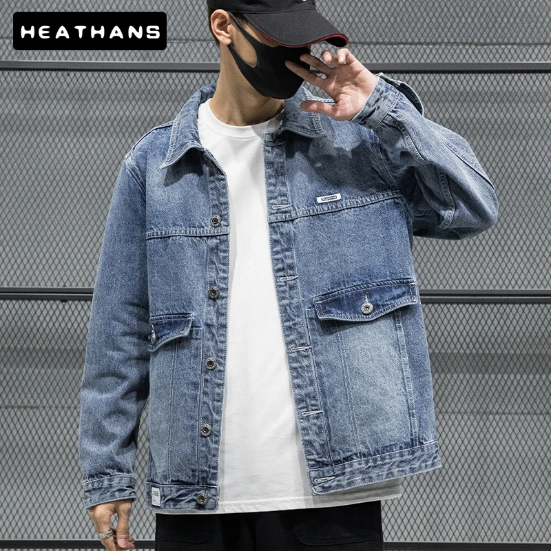 

Korean Style Spring Autumn jean jacket men Fashion Casual Chaqueta Vaquera Men Clothing Vintage Loose Large size jeans jaqueta