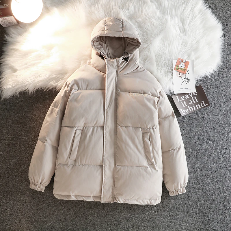 

GECKO PaPa Men Winter Jacket Thicken Warm Down Cotton Mens Coat Hooded Windproof Solid Color Casual Jacket Fashion Couples Parka