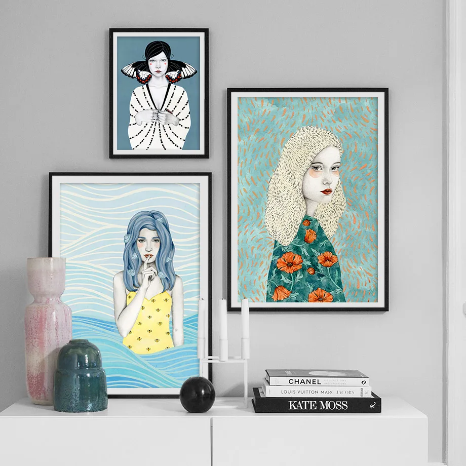 

Abstract Poster Vintage Butterfly Girl Nordic Posters And Prints Wall Art Canvas Painting Wall Pictures Living Room Decor