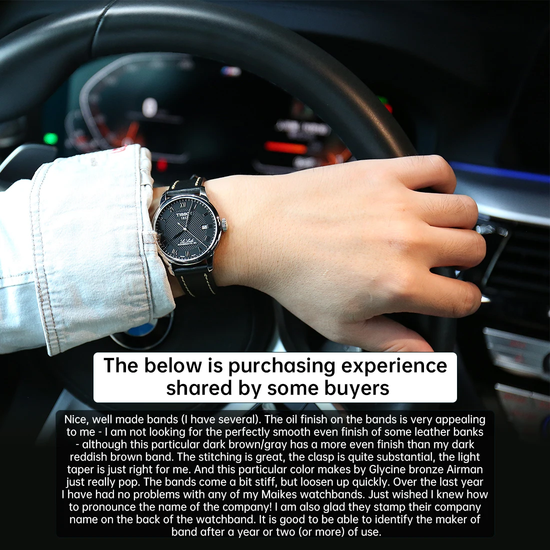 MAIKES luxury watch band Genuine Leather Watchbands 20mm 22mm Black Dark Brown Women Men Cowhide Watch Band Strap