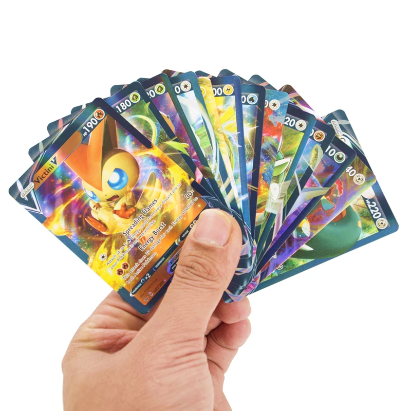 Tarjeta de Pokemon versi&oacute;n en ingl&eacute;s con 60 V MAX Tag Team 200 GX 20 ENERGY 20 MEGA 20 EX 10, juego brillante de cartas comerciales-4