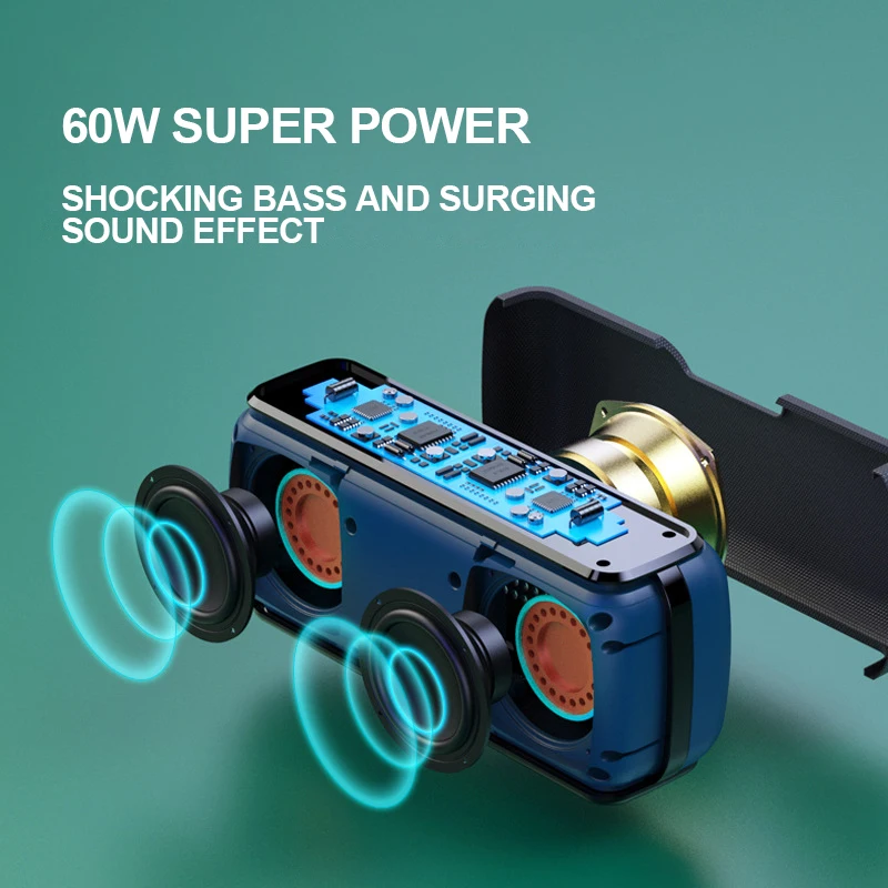 x8 60w portable bluetooth speaker high power waterproof dsp bass column outdoor music center tws subwoofer soundbar support tf free global shipping