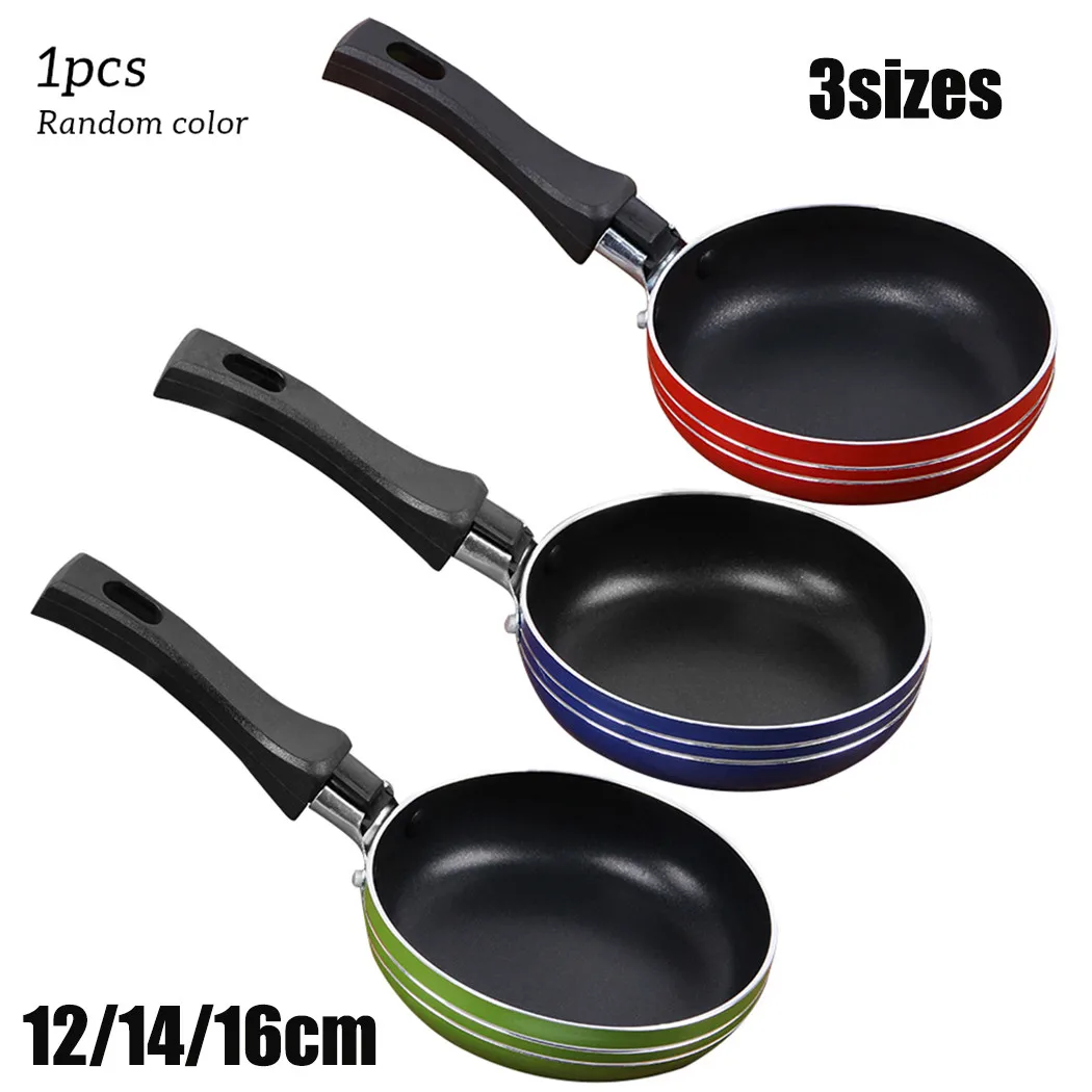 

Mini Frying Pan Non-Stick Thickened Stainless Steel Frypan Pot Fried Eggs Saucepan 12cm/14cm/16cm Random Color Kitchen Cookware