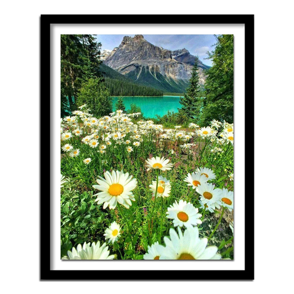 5D алмазная вышивка с природным пейзажем ромашка живопись полный круглый цветок