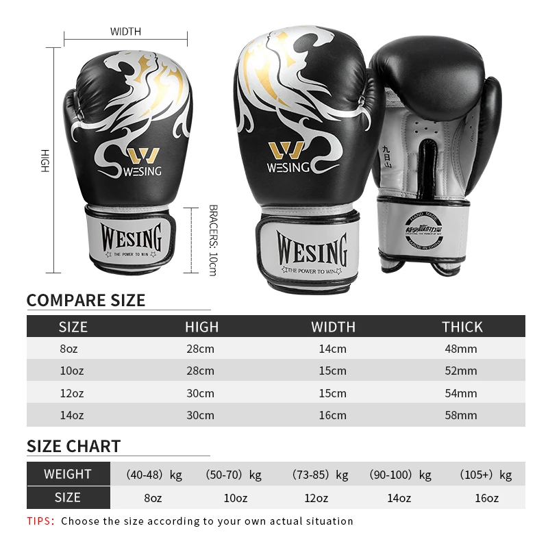 Профессиональные боксерские перчатки Wesing тренировочные для кикбоксинга женские