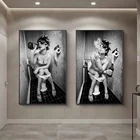 Унитаз сексуальная девушка холст картины скандинавский холст фотообои черно-белые художественные картины на стену ванная комната приставка
