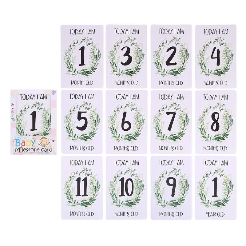 

12 Sheet Milestone Photo Sharing Cards Gift Set Baby Age Cards - Baby Milestone Cards, Baby Photo Cards - Newborn Photo
