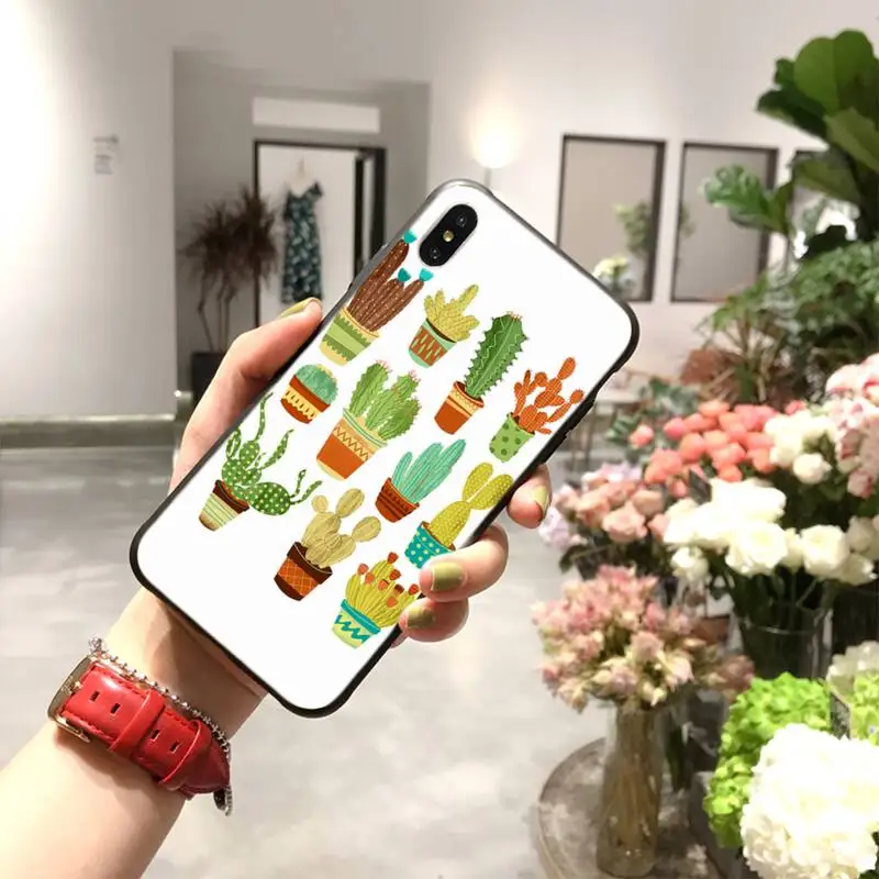 PENGHUWAN cactus plants summer Black TPU Soft Phone Case Cover for iPhone 11 pro XS MAX 8 7 6 6S Plus X 5S SE XR case | Мобильные
