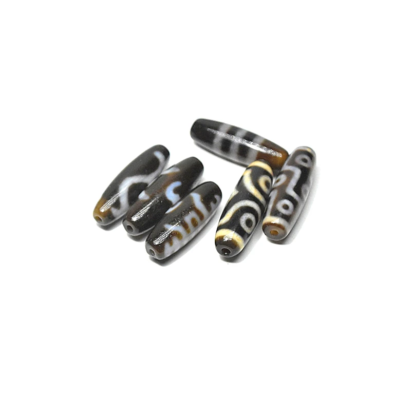 Тибетские бусины DZI из агата черного/белого цвета с 3/9 глазами 3 линии Ruyi Million words/bat