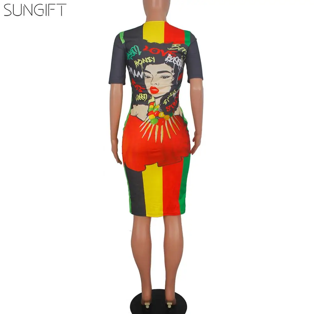 Женское платье из Дашики SUNGIFT пикантное в африканском стиле с принтом Аватара