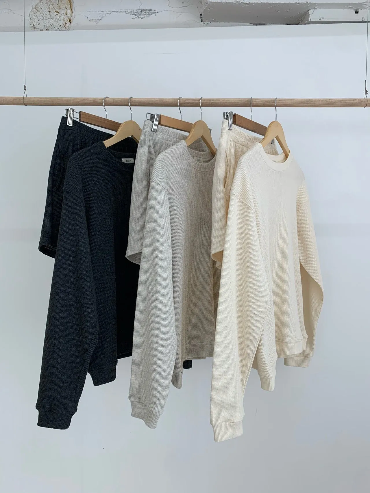 

2021 Summer Women Shorts Set Waffle Cotton Loose Casual Sweatshirt + Shorts Two Piece Set