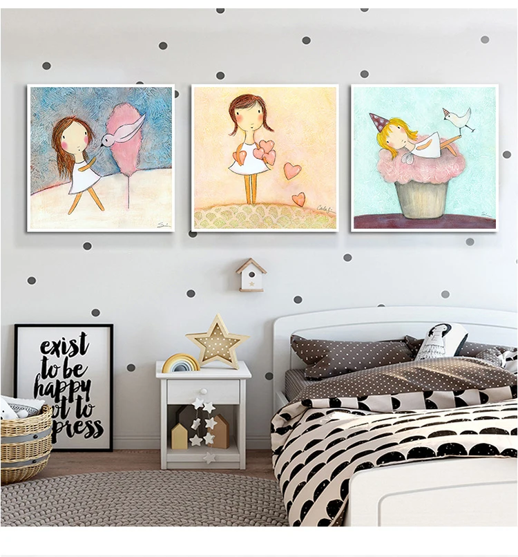 Сельская местность мультфильм ручная роспись искусство домашний декор холст