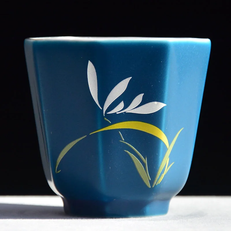 999 Позолоченная серебряная чашка сливовые цветы орхидеи бамбуковая Хризантема