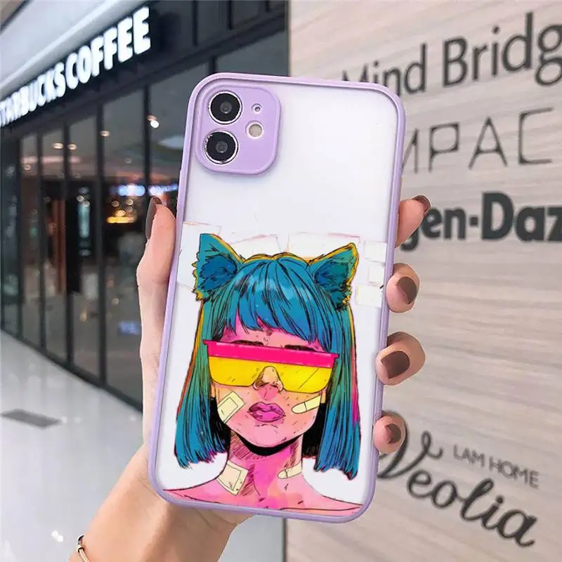 

Sexy girl cool pink cartoon Phone Case matte transparent For iphone 7 8 11 12 plus mini x xs xr pro max cover