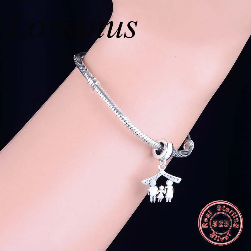 Новые подходит к оригиналу Pandora, очаровательный Браслеты 925 пробы серебро Family Forever родителей и ребенка свисающие сережки, ожерелье сделай сам