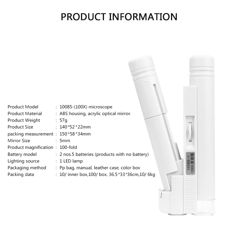 Портативный микроскоп со светодиодной подсветкой Складная лупа для ювелирных