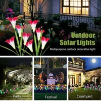 solar lily flower led light waterproof outdoor garden yard lawn landscape lamp muiltcolor decorative lights