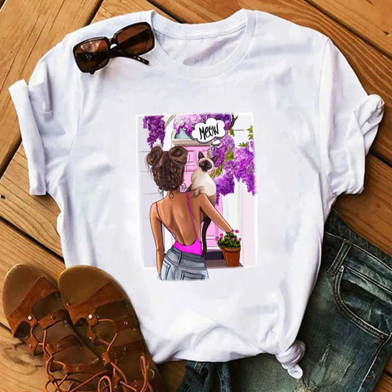 

Women Clothes Tumblr Ulzzang White Shirts Harajuku T-shirts Casual Tops Summer Kawaii Flamingo Graphic Tees Vogue T Shirt