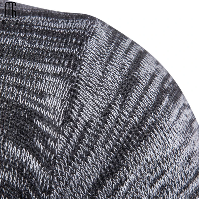Мужской свитер с длинным рукавом Manoswe теплый пуловер в стиле пэчворк облегающий