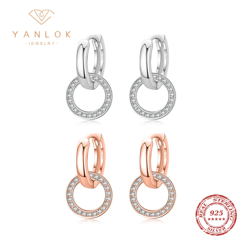 

Серьги-кольца женские из серебра 925 пробы с фианитами