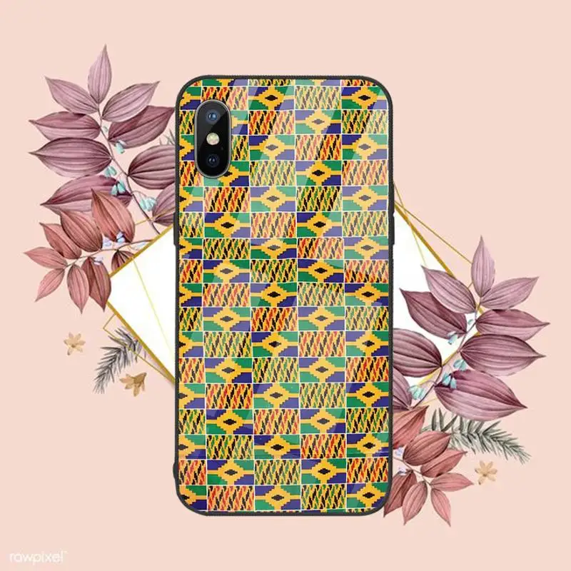 

African style fabric print fashion Phone Case Tempered glass For iphone 6 6S 7 8 plus X XS XR 11 12 mini PRO MAX