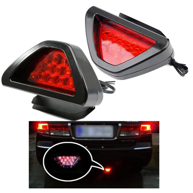 

12V 5W Universal Brake Signal Lamp 12LED Rear Fog Light Tail Third Break Lamp F1 Style Triangle Sporty Car Accessories