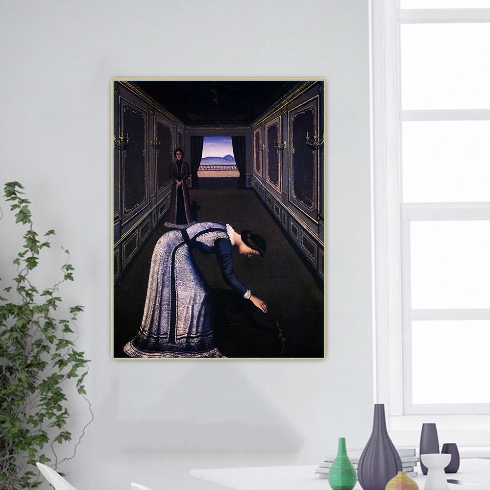 Картина маслом на холсте пол дельво женщина с розой 1936 дюйма Западное искусство