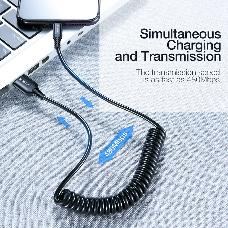 USB кабель выдвижной пружинный Быстрый Micro usb type C освещение Быстрая зарядка