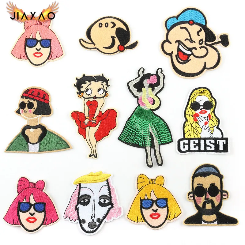 Милые Мультяшные персонажи модные наклейки с вышивкой значки аксессуары для