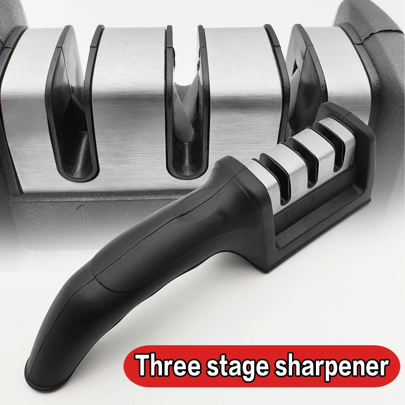 Профессиональная 3 ступенчатая точилка для ножей кухонный точильный камень