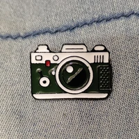 vintage black white badge camera enamel pin custom brooch bag clothes lapel pin outdoor photography jewelry gift