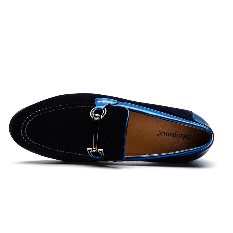 Туфли MEIJIANA мужские с плетением натуральные Мокасины кожа бархат без застежки