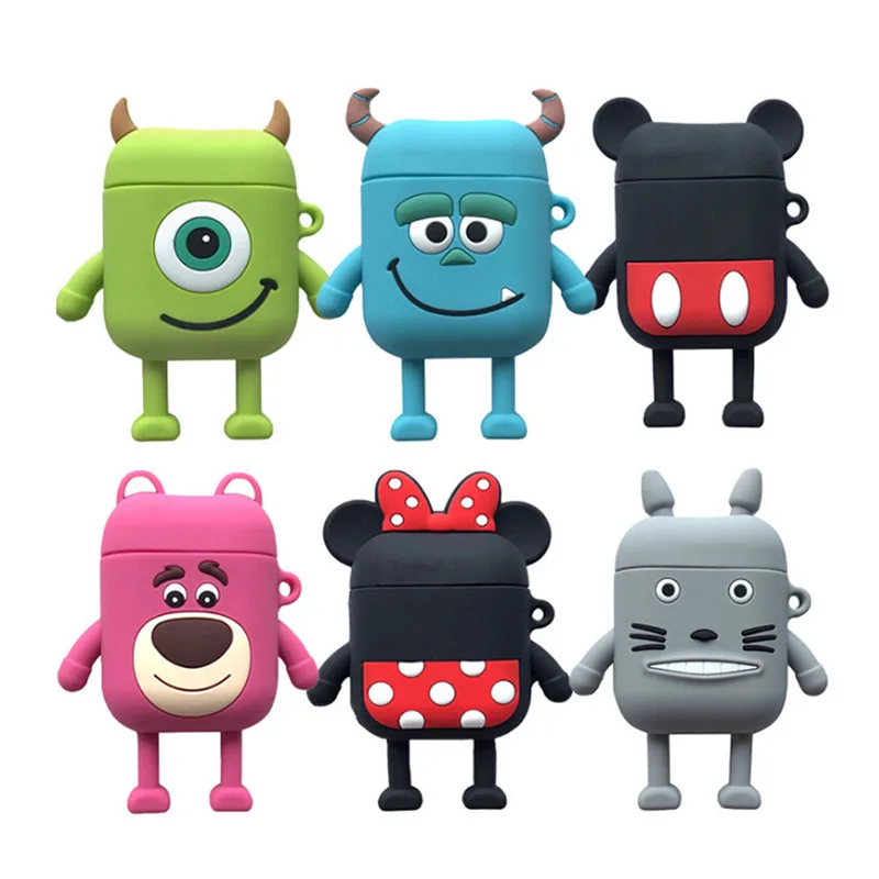 3D мультяшный чехол для Apple AirPods силиконовый зарядки наушников s Airpods1 и 2