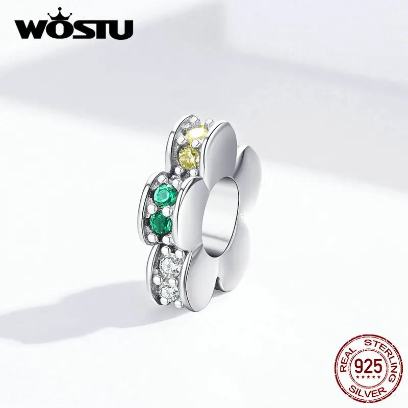 WOSTU подлинное серебро 925 пробы красочные цветущие цветы из бисера Циркон Шарм