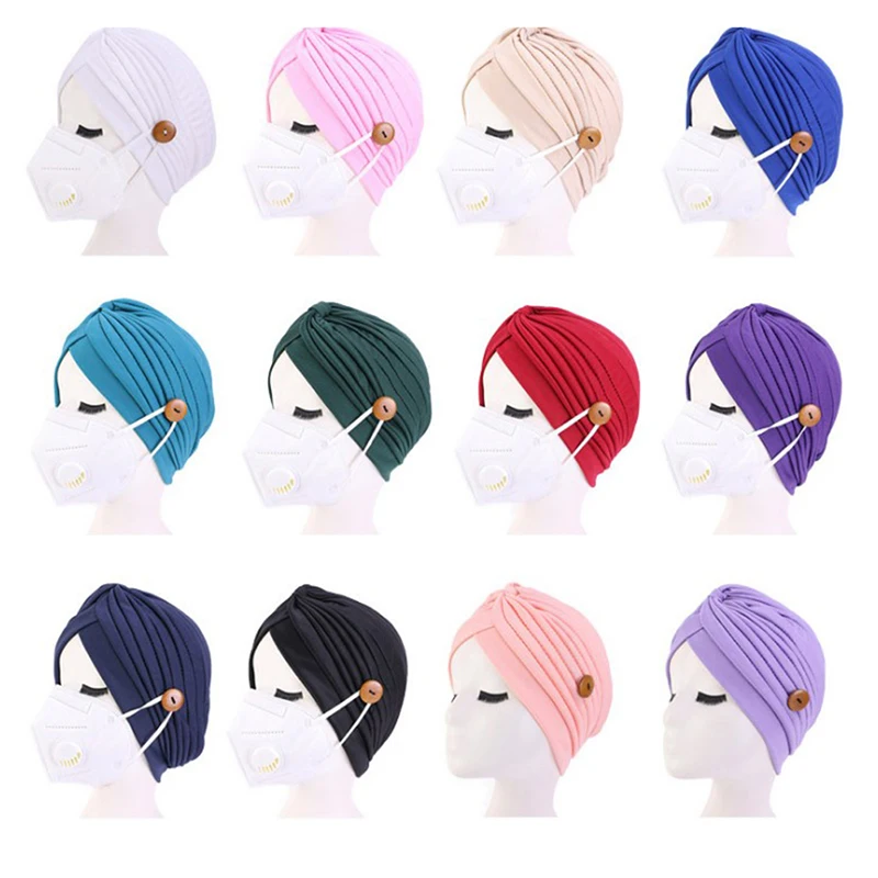 

Bandanas Women Stretchy Turban Muslim Hat Headband Warp Female Chemo Hijab Knotted Indian Cap Adult Head Wrap For Women