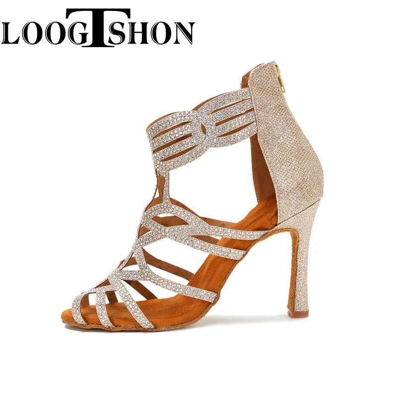 Loogtshon Dance Shoes for Women Ballroom Latin shoes Ladies Modern Tango Dancing Performance Shoes Salsa Sandals 7.5CM Heel