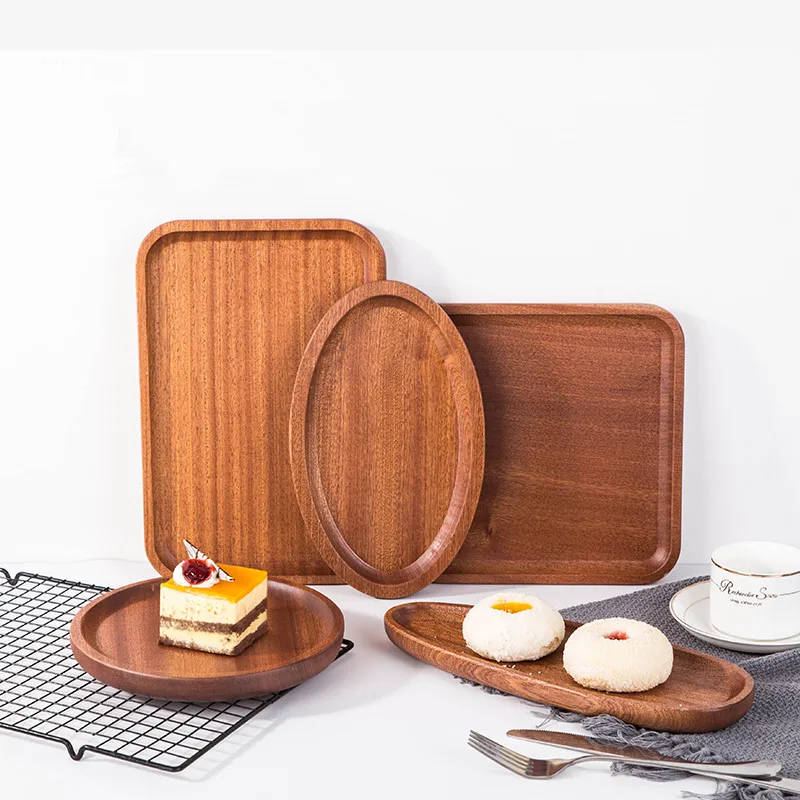 

Japan Style Wooden Storage Trays Eco Natural Sapele Wood Cake/Desserts Plate Beef Plate Home/Restaurant Tea Serving Trays