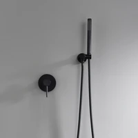 all copper hot and cold round black concealed wall mounted built in faucet shower set nordic minimalist