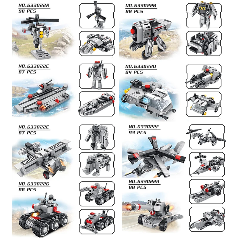 

2020 news 503PCS 8 IN 1 Model Aircraft Helicopter Toys With Building Blocks Plane Bricks For Military Army Soldiers