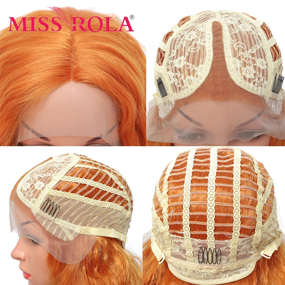 

MISS ROLA Synthetic Lace Front Wig Long Deep Wave Ombre Wigs For Women Kanekalon Cosplay Wig Fake Hair Black Brown Afro Wi