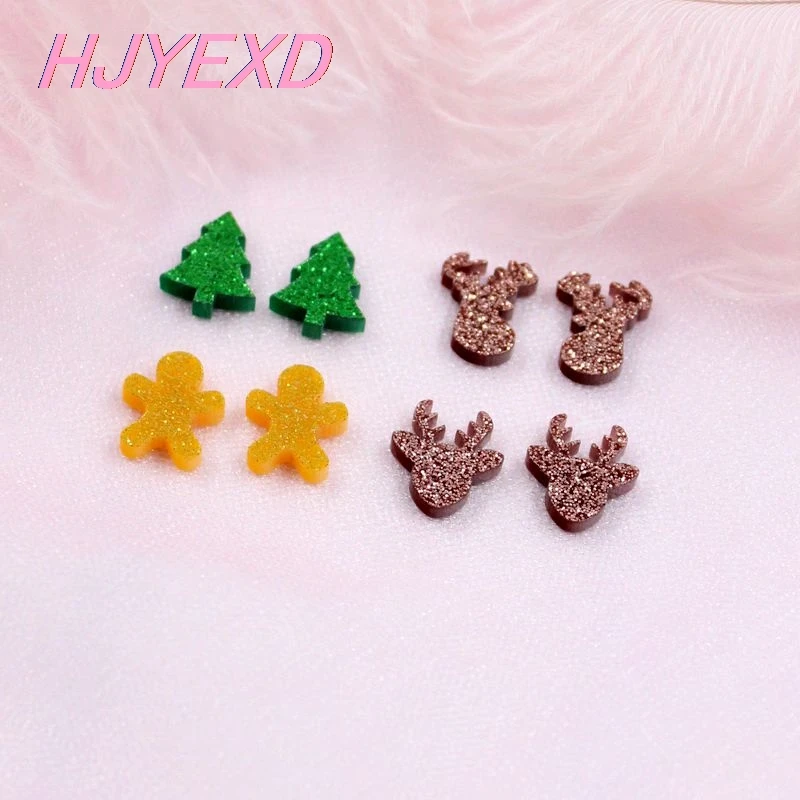 (20 шт./лот) 12 мм с блестками акрил дерево серьги гвоздики в форме (без стержня)