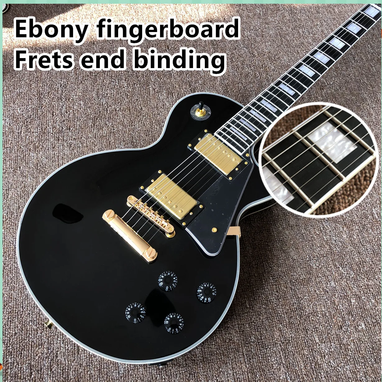 

New arrival electric guitar with gold color hardware , ebony fingerboard and frets end binding , high quality guitar