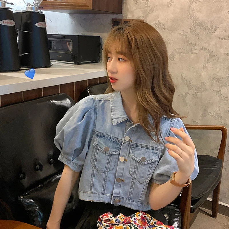 Джинсовая куртка летняя маленькая тонкая 150 см Новая верхняя одежда короткий топ