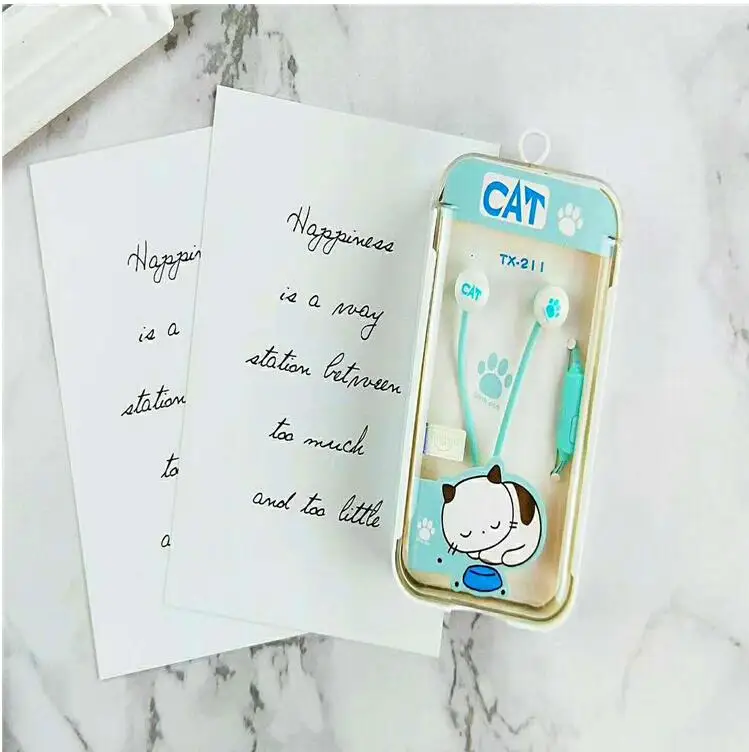 Милые наушники &quotКошка&quot с мультипликационным принтом цветные двойные