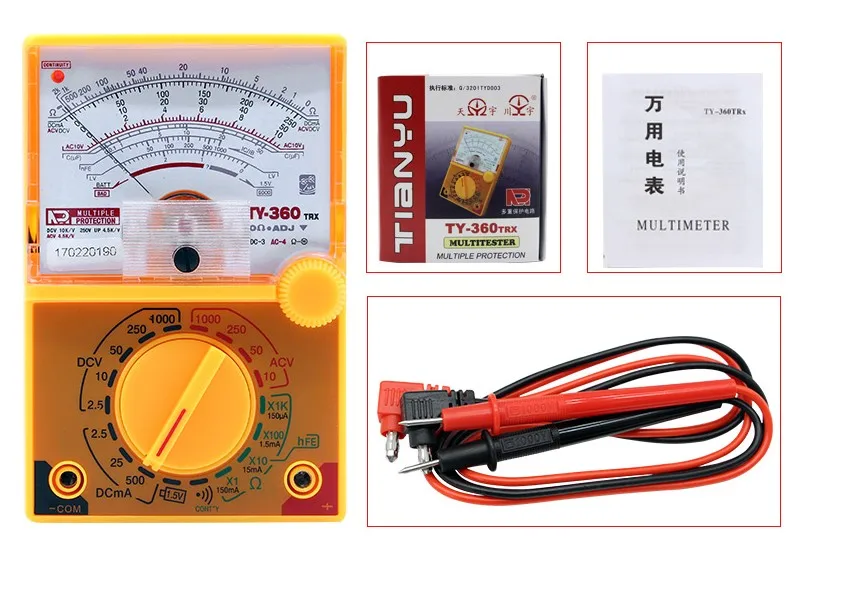 

DC/AC 1000V Voltmeter 500mA Ammeter 1K Resistance Meter Analog Multimeter Tool