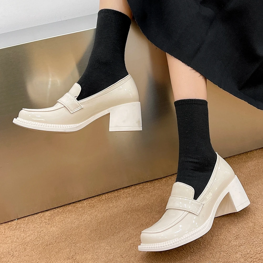 

DORATASIA New Arrival Women Solid Slip On Platform Shallow Shoes Chunky Heel Retro Leisure Spring Pumps Women Pumps