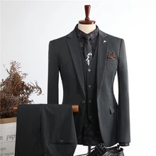Terno do noivo, vestido de casamento de três peças masculinas, roupa formal casual, terno pequeno bonito, versão coreana de auto cultivo, (1)