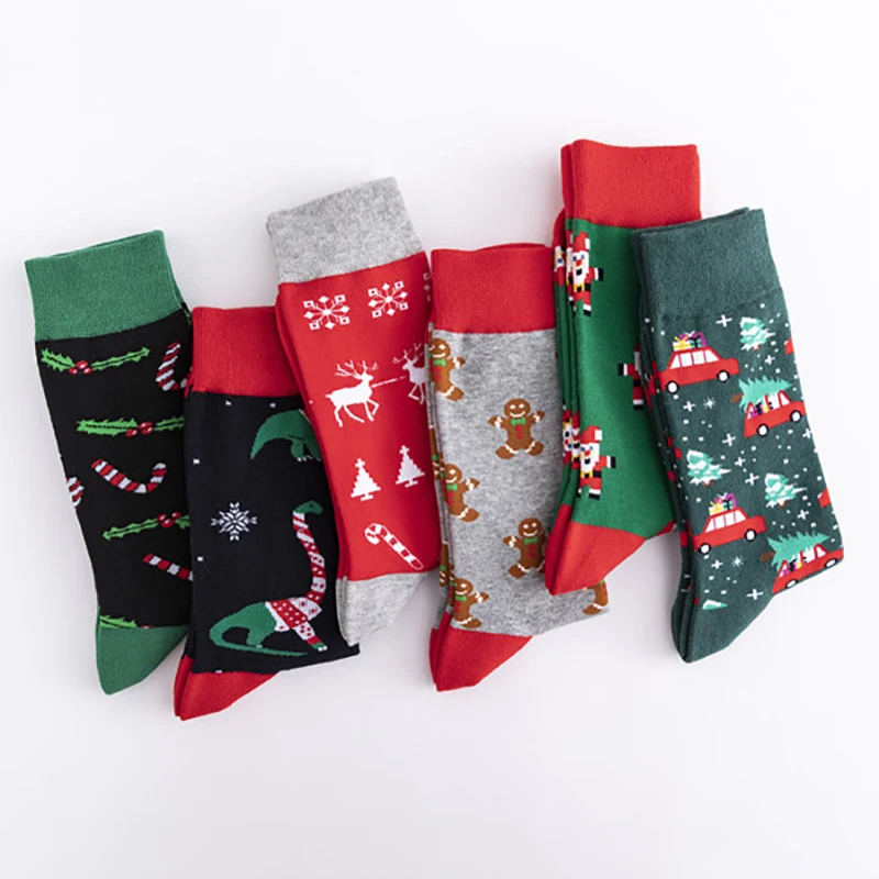 Q модные рождественские носки для мужчин хлопковые Мультяшные подарочные
